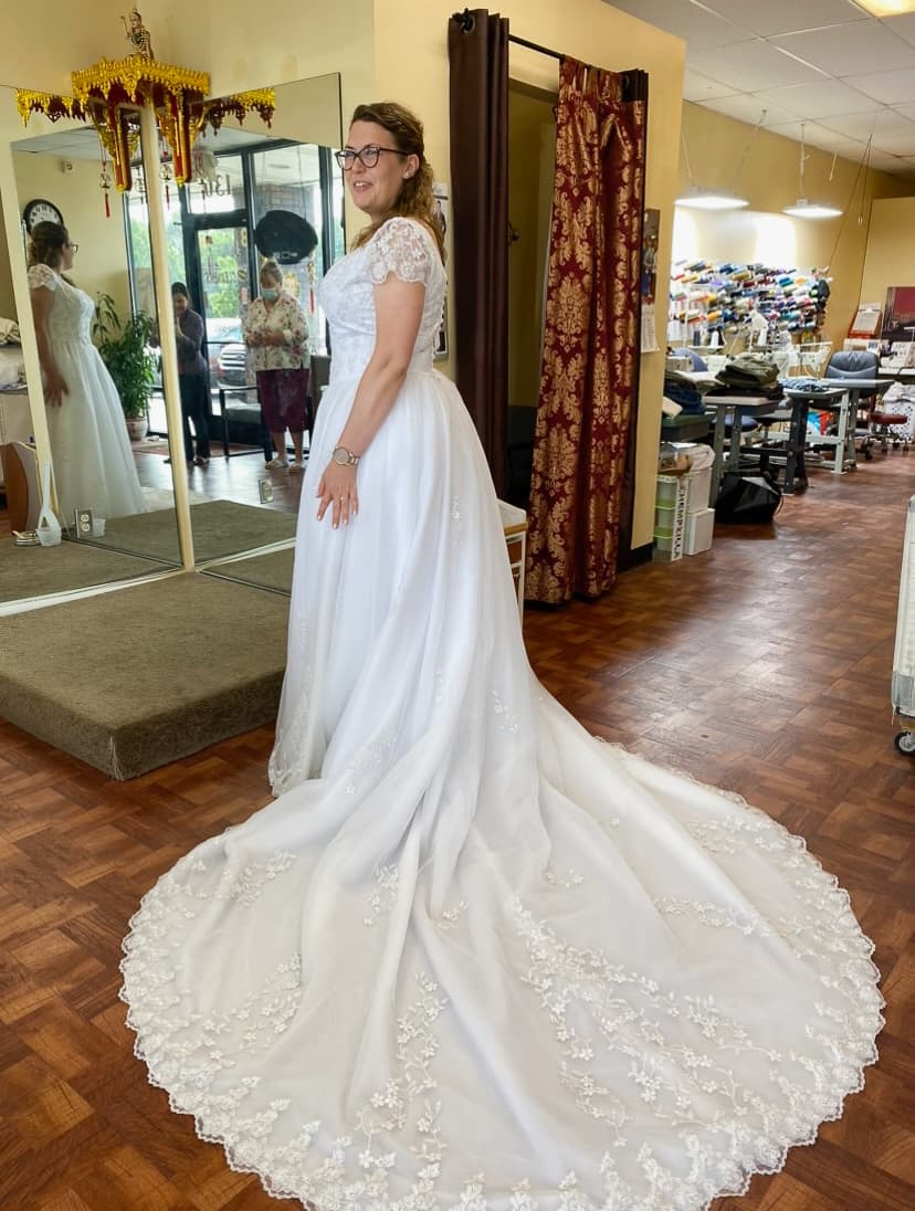 Wedding dress alteration results at Vila Cleaners in Smyrna TN